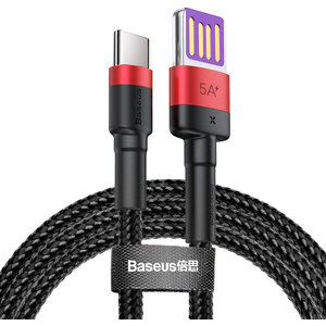 Baseus Cafule Braided USB 2.0 Cable USB-C male - USB-A male Μαύρο-Κόκκινο 1m (CATKLF-P91)