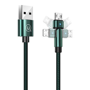 USAMS καλώδιο Micro USB σε USB SJ478, περιστρεφόμενο, 2A, 1m, πράσινο