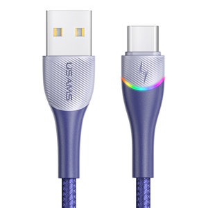 USAMS καλώδιο USB-C σε USB US-SJ542 με RGB φωτισμό, 3A, 1.2m, μπλε