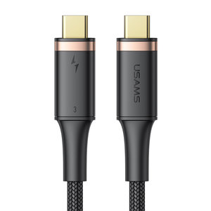USAMS καλώδιο USB-C US-SJ553 Thunderbolt 3, 100W 40Gbps, 5K, 0.8m, μαύρο
