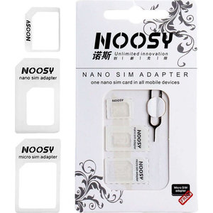 Noosy Adapter Nano Micro Sim 3in1 iPhone Set + key, Λευκό