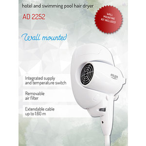 ADLER HAIR DRYER FOR HOTEL AND SWIMMING POOL WITH KIT