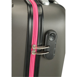 Princess βαλίτσα τροχήλατη καμπίνας ABS με ροζ φερμουάρ 55x35x20cm σειρά San Marino Anthracite
