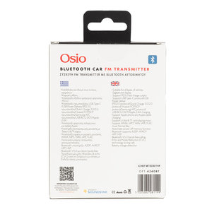 Osio OFT-4240BT FM transmitter και φορτιστής με Bluetooth, Fast Charge USB & USB Type-C, micro SD και LED