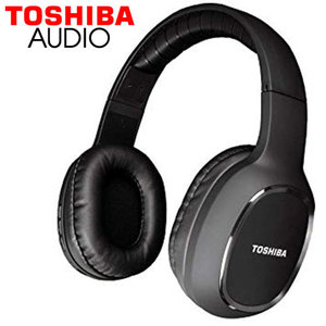 TOSHIBA AUDIO BLUETOOTH SPORT RUBBER COATED STEREO HEADPHONE BLACK REFURBISHED