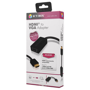 ICY BOX IB-AC502 HDMI (A-Type) to VGA Adapter, black / 70528
