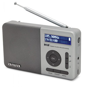 AIWA RADIO DAB+ FM-RDS WITH SPEAKER AND EARPHONES SILVER