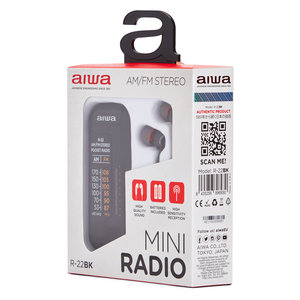 AIWA MINI POCKET RADIO WITH EARPHONES BLACK