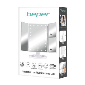 Beper Καθρέφτης Μπαταρίας Τριπλής Επιφάνειας με Μεγέθυνση και Φωτισμό LED P302VIS050