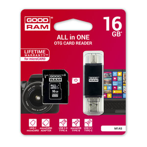 GOODRAM ALL IN ONE 16GB MICRO CARD CL10 UHS I +CARD READER TYPE C M1A5
