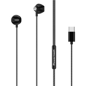 POWERTECH earphones με μικρόφωνο Prime, USB-C, 1.2m, μαύρα