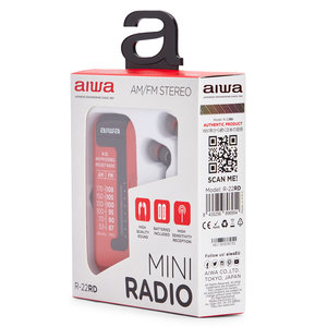 AIWA MINI POCKET RADIO WITH EARPHONES RED