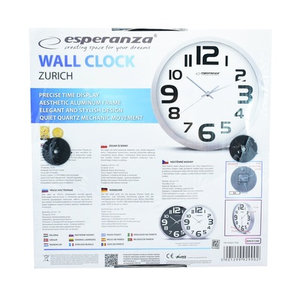 ESPERANZA Ρολόι τοίχου Zurich EHC013W, 25cm, λευκό