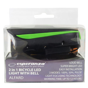 ESPERANZA Εμπρόσθιος φωτισμός ποδηλάτου Alfard EOT023, 180lm, με κόρνα