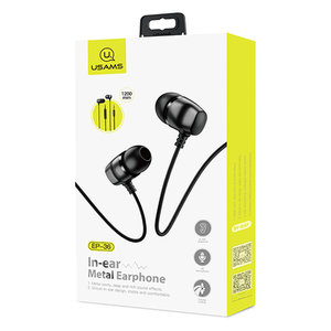 USAMS earphones με μικρόφωνο EP-36, 10mm, 3.5mm, 1.2m, μαύρα