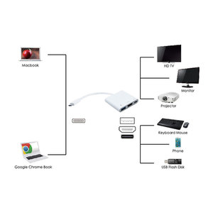 POWERTECH USB-C docking station PTH-038, HDMI/USB/USB-C PD, 4K, λευκό