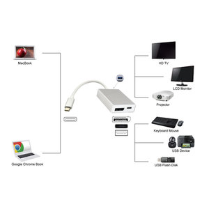 POWERTECH USB-C docking station PTH-040, DisplayPort/USB/USB-C PD, γκρι