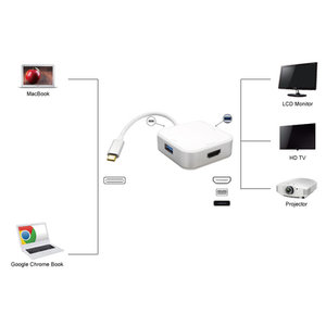 POWERTECH USB-C docking station PTH-042, HDMI/USB/USB-C PD, 4K, γκρι