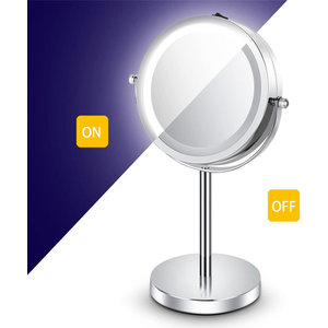 Καθρέφτης δύο όψεων TOOL-0041, με φωτισμό LED, 10x zoom, ασημί