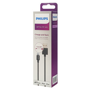 PHILIPS καλώδιο USB σε Lightning  DLC3104V-00, 2.4Α 12W, 1.2m, μαύρο
