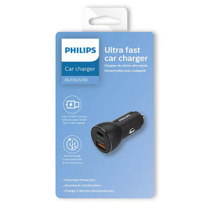 PHILIPS φορτιστής αυτοκινήτου DLP2521-00, USB & Type-C, 36W, μαύρος