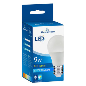 POWERTECH LED λάμπα A60 E27-015, με αισθητήρα φωτός, 9W, 6500K, E27