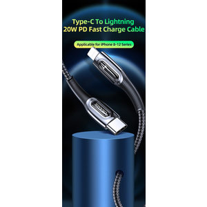 USAMS Καλώδιο USB Type-C σε Lightning SJ496USB01, 20W, 1.2m, μαύρο