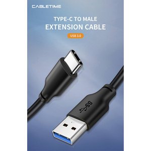 CABLETIME καλώδιο USB 3.0 σε USB Type-C C160, 5V 3A, 1m, μαύρο