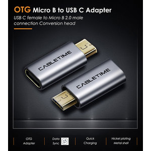 CABLETIME αντάπτορας OTG Micro USB σε USB Type-C C160, γκρι