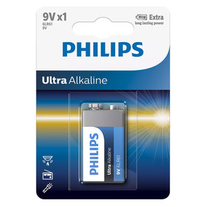 PHILIPS Ultra αλκαλική μπαταρία 6LR61E1B/10, 6LR61 9V, 1τμχ