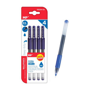 MP στυλό διαρκείας gel PE254-02, 0.5mm, μπλε, 4τμχ