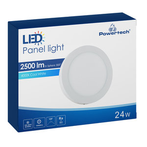 POWERTECH LED panel PAN-0003, 24W, Φ 28.5cm, 4000K, 2500lm, λευκό