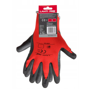 LAHTI PRO γάντια εργασίας L2212, αντοχή σε υγρά, 11/2XL, κόκκινο-μαύρο