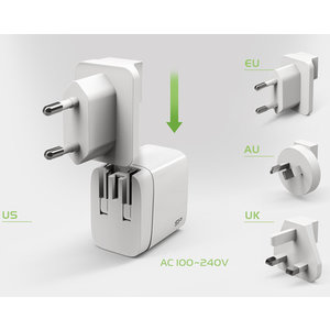 SILICON POWER φορτιστής τοίχου QM16, USB & USB-C 18W, UK/EU/AU/US, λευκό