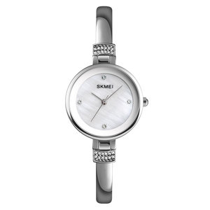 SKMEI γυναικείο ρολόι 1409SI με μεταλλικό μπρασελέ, 28mm, 3 ATM, ασημί