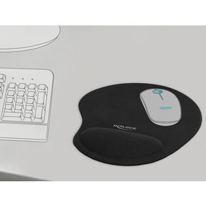 DELOCK mousepad 12040 με gel στήριγμα καρπού, 230 x 202mm, μαύρο