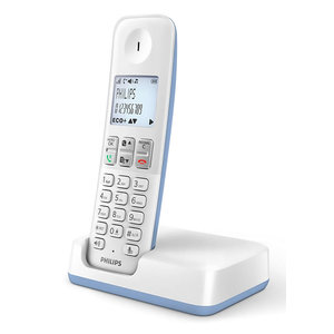 PHILIPS ασύρματο τηλέφωνο D2501S-34, με ελληνικό μενού, λευκό-μπλε