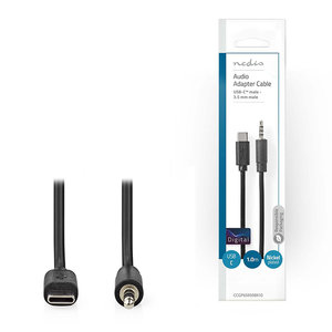 NEDIS CCGP65950BK10 USB-C ADAPTER, USB-C MALE - 3.5mm MALE 1.00m BLACK