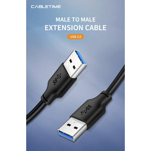 CABLETIME καλώδιο USB 3.0 C160, 5Gbps, 3m, μαύρο