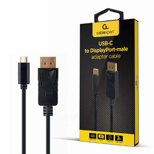 CABLEXPERT USB-C TO DISPLAYPORT-MALE ADAPTER 4K 60HZ 2M BLACK RETAIL PACK