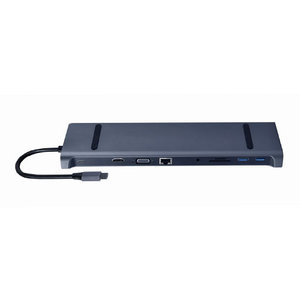 CABLEXPERT USB-C 10IN1 MULTI-PORT ADAPTER (USB HUB+HDMI+VGA+PD+CARD READER+LAN+3.5MM) SPACE GREY