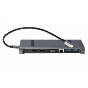 CABLEXPERT USB TYPE-C 9IN1 MULTI-PORT ADAPTER (HUB3.0+HDMI+DISPLAYPORT+VGA+PD+LAN+STEREO AUDIO)