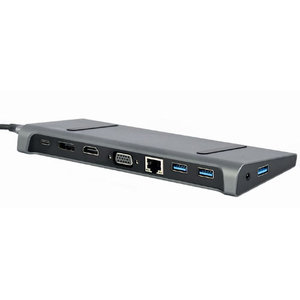 CABLEXPERT USB TYPE-C 9IN1 MULTI-PORT ADAPTER (HUB3.0+HDMI+DISPLAYPORT+VGA+PD+LAN+STEREO AUDIO)