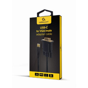 CABLEXPERT USB-C TO VGA-M ADAPTER 2M BLACK RETAIL PACK