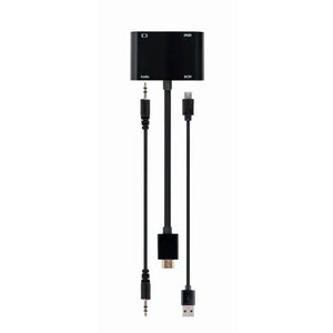 CABLEXPERT HDMI MALE TO HDMI FEMALE+VGA FEMALE+AUDIO ADAPTER CABLE BLACK RETAIL PACK