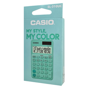 CASIO αριθμομηχανή τσέπης SL-310UC, ηλιακό & μπαταρία, 10 ψηφία, πράσινη