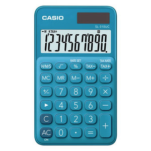 CASIO αριθμομηχανή τσέπης SL-310UC, ηλιακό & μπαταρία, 10 ψηφία, μπλε