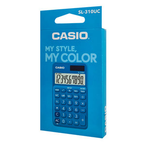 CASIO αριθμομηχανή τσέπης SL-310UC, ηλιακό & μπαταρία, 10 ψηφία, μπλε