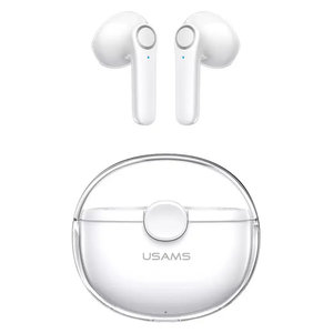 USAMS earphones με θήκη φόρτισης BU12, True Wireless, λευκά