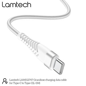 LAMTECH HQ UNBREAKABLE CABLE TYPE-C TO TYPE-C WHITE 1M